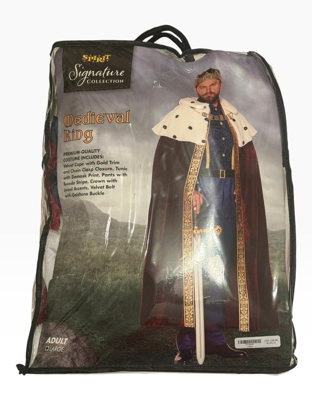 Spirit Halloween Medieval King Costume Adult Large Signature Collection